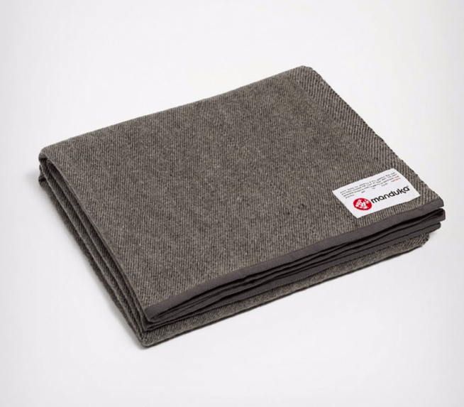 gray wool yoga blanket