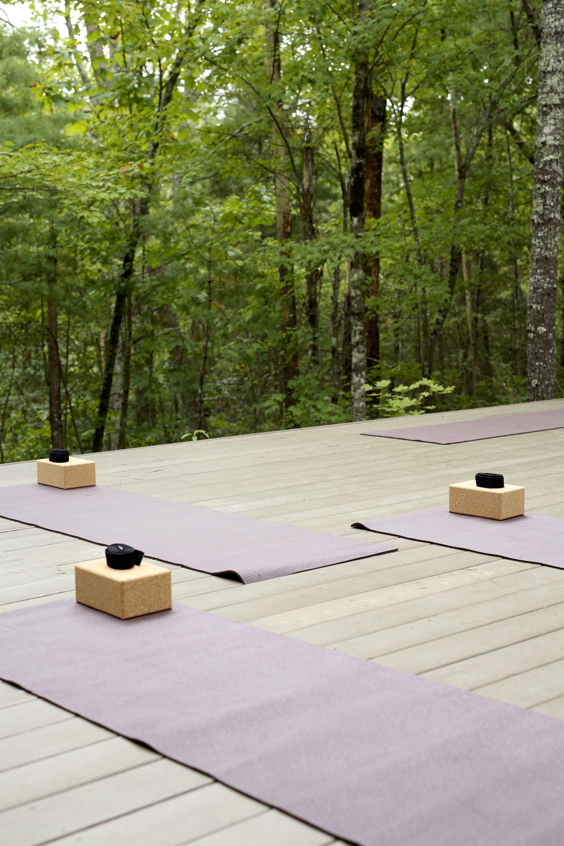 the outdoor yoga platform in the woods at Blackberry Farm