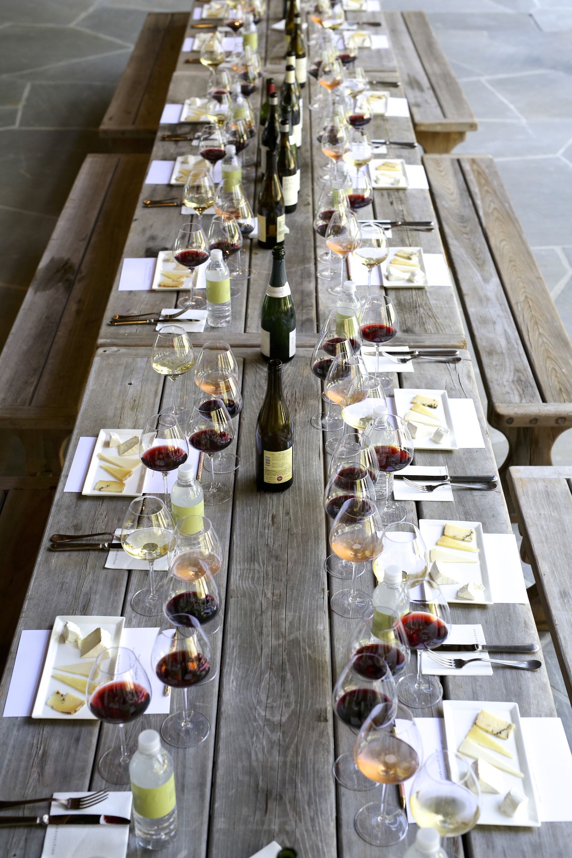 wine and cheese tablescape at Blackberry Farm resort