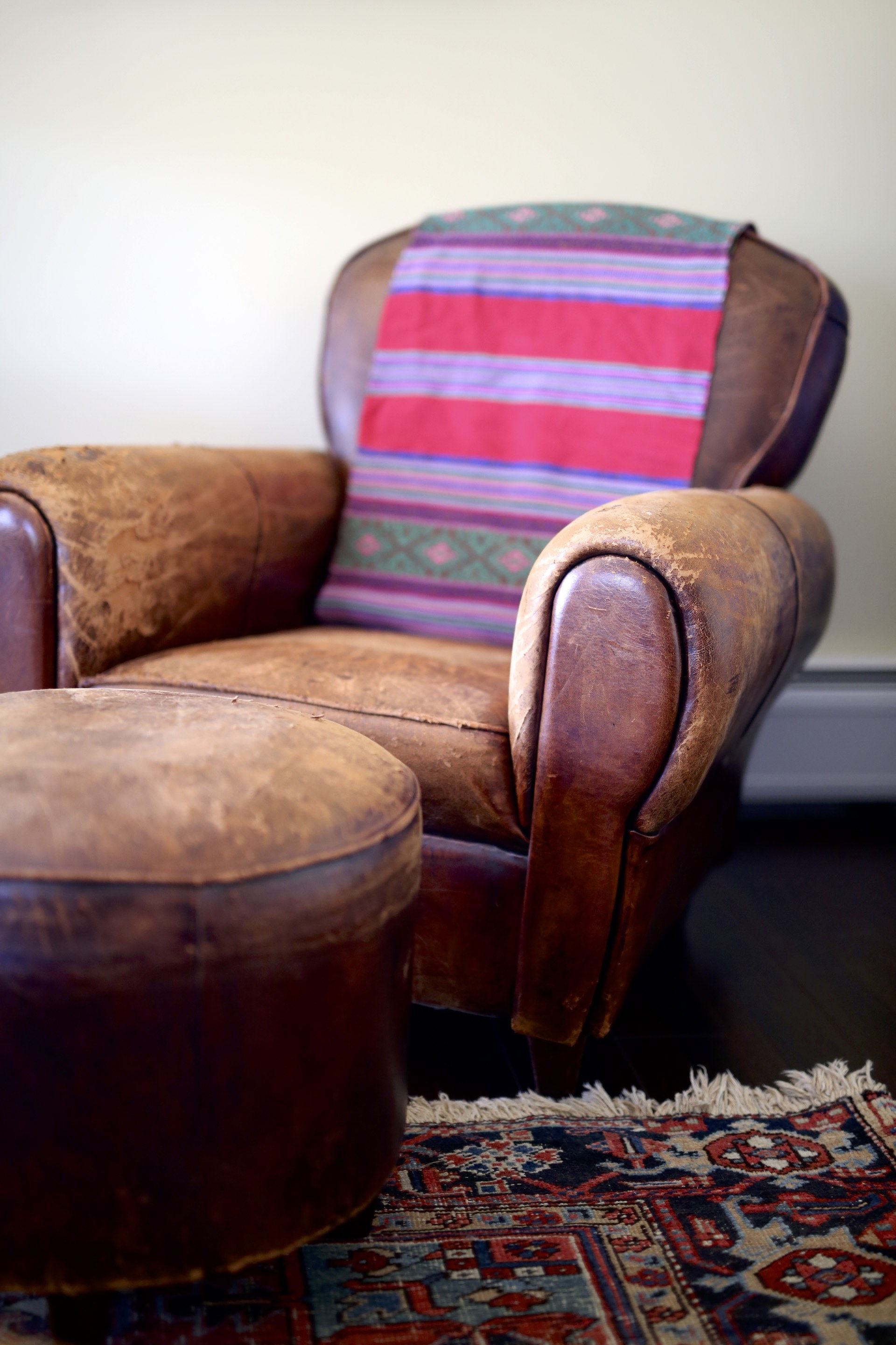 cozy leather chair at heathen hill