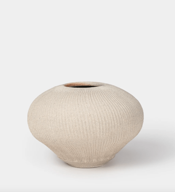 Fluted Vessel Vase in a stone color