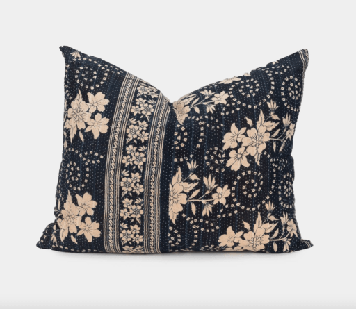 black pillow with flowers