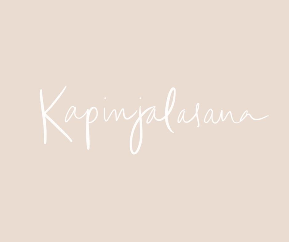 white handwriting on blush background that says Kapinjalasana