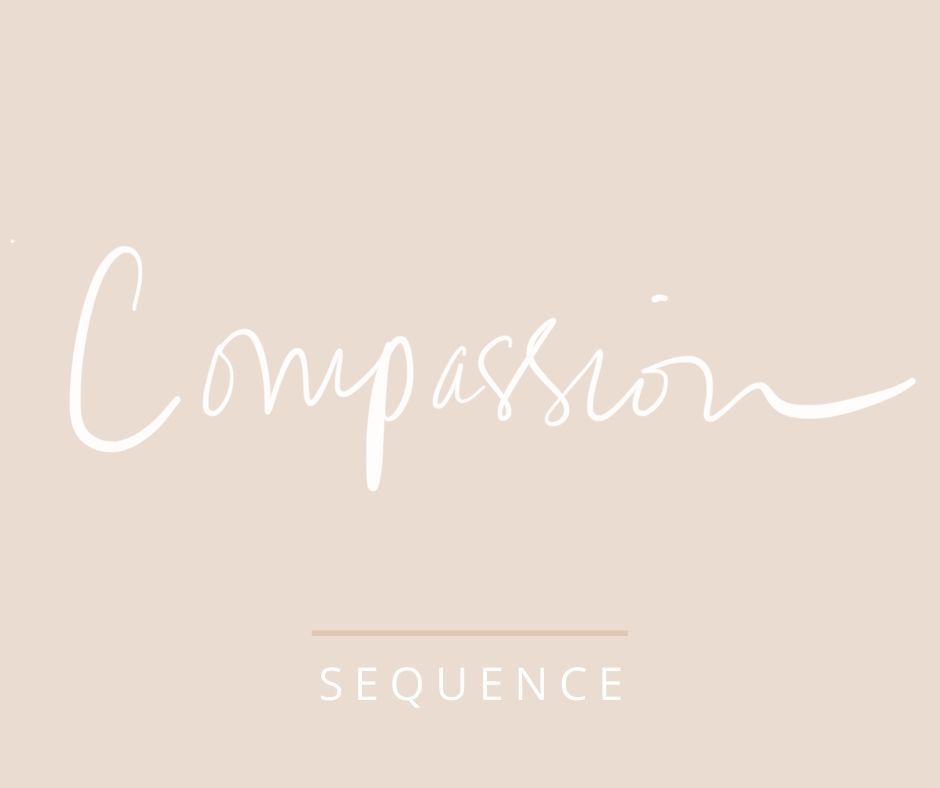 white handwriting on blush background that reads Compassion