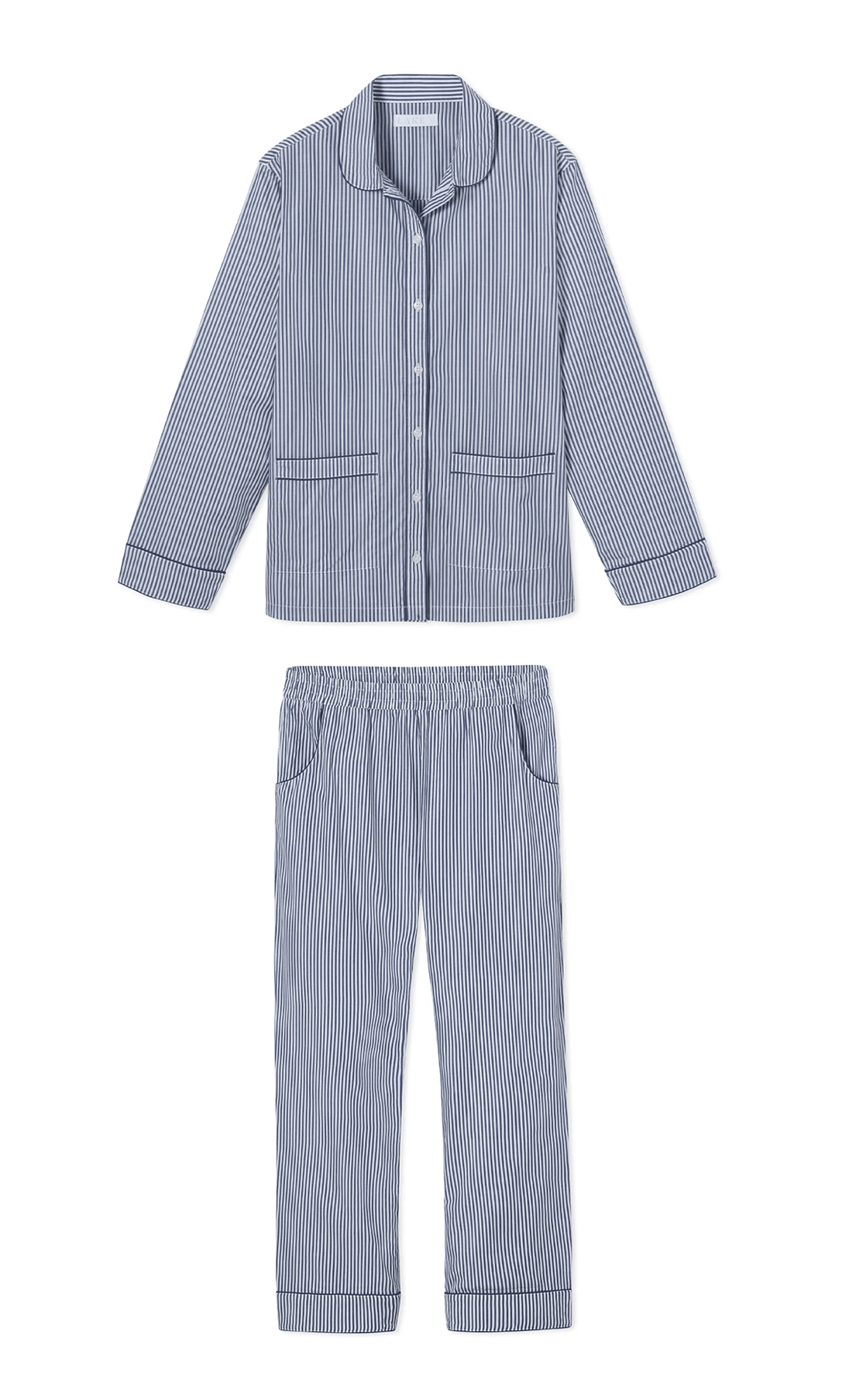 blue pin-stripe pajamas set