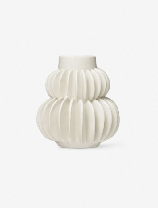 modern hourglass-shaped ribbed vase