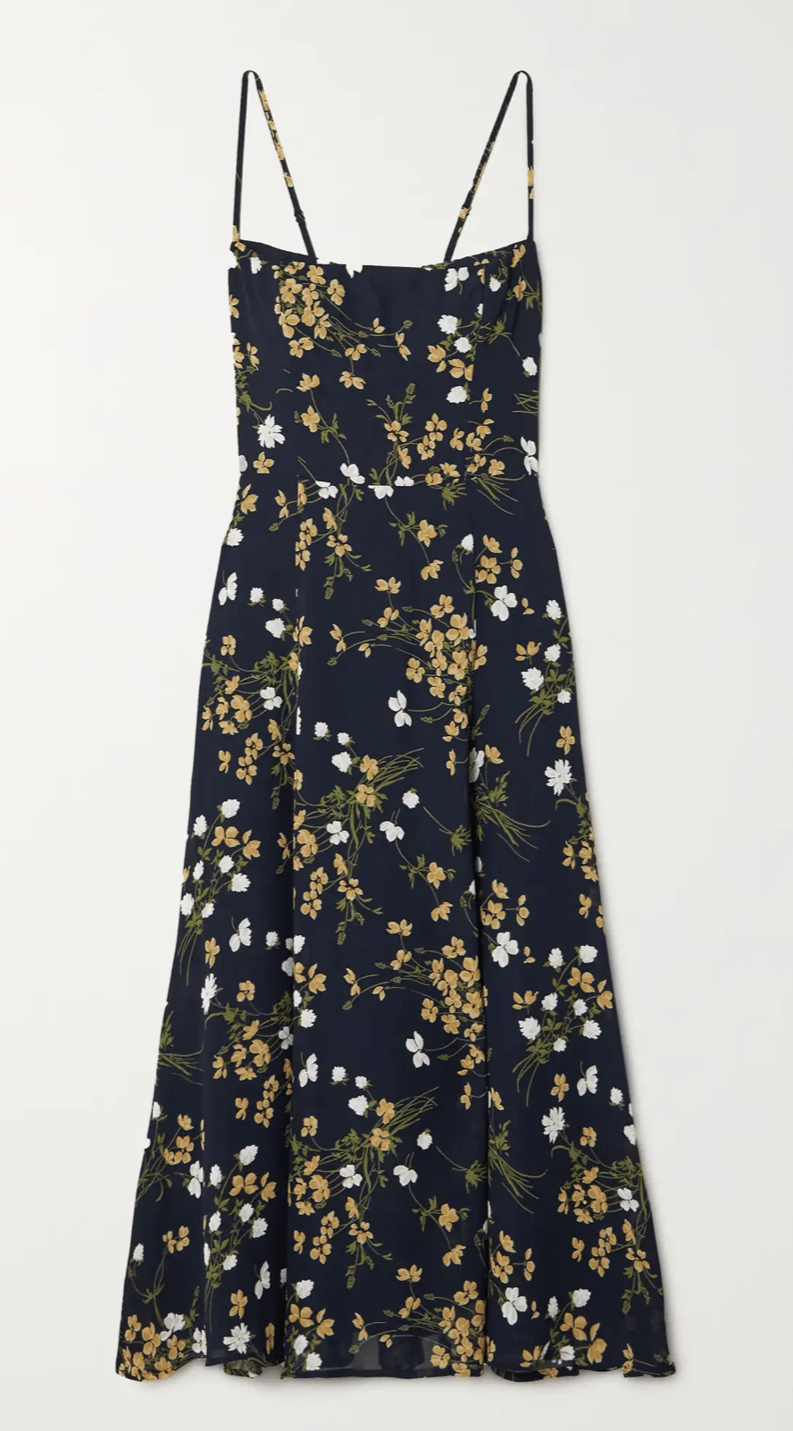 floral print spaghetti strap dark blue dress