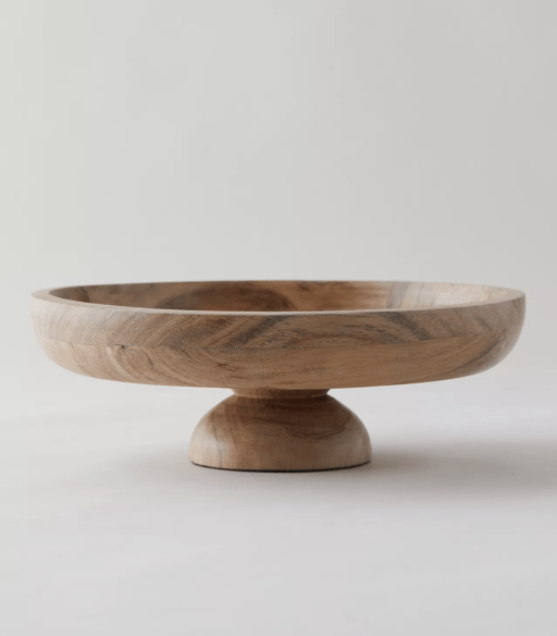 wood footed serving bowl