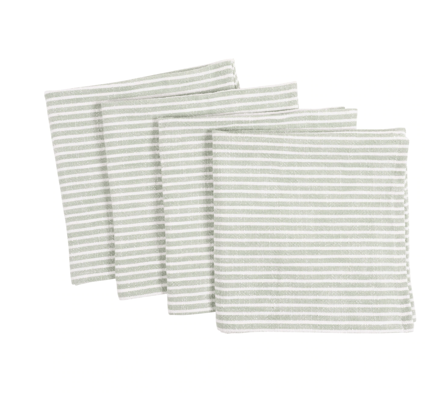 set of 4 green striped napkins
