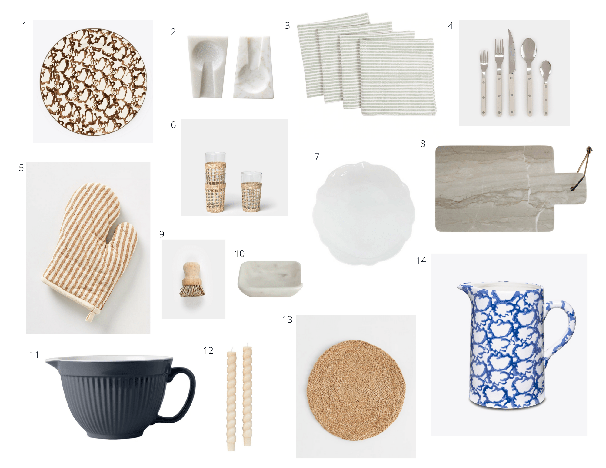 collage of tabletop and kitchenware for spring