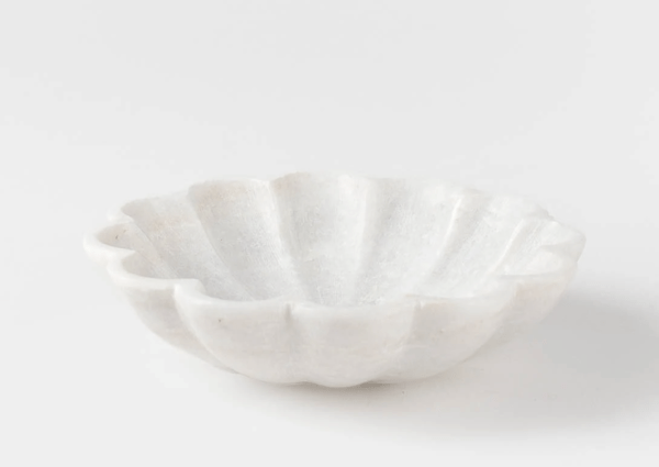 small white fluted dish