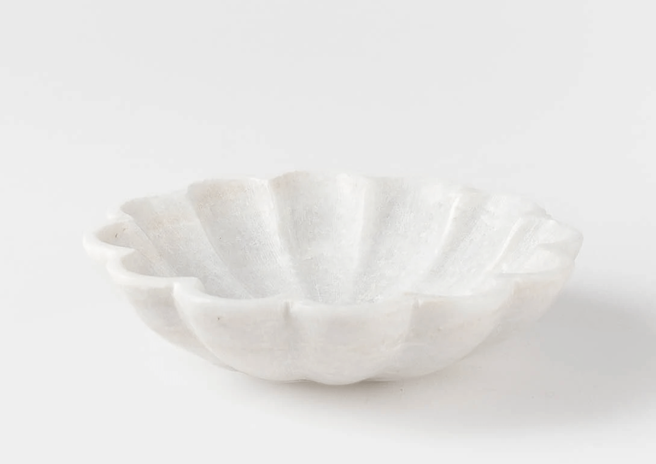 small white fluted dish