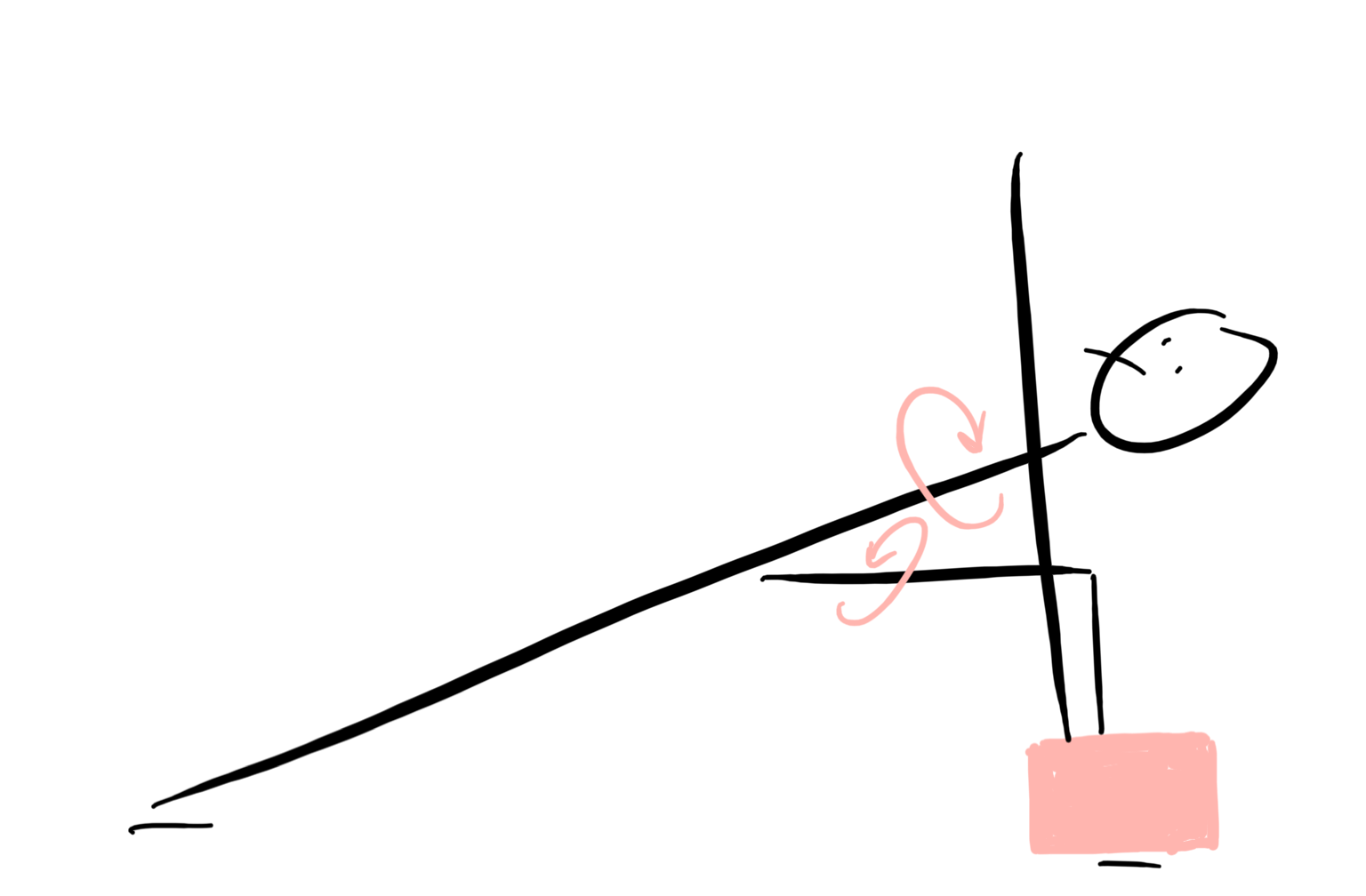 stick figure drawing of yoga pose in black and pink