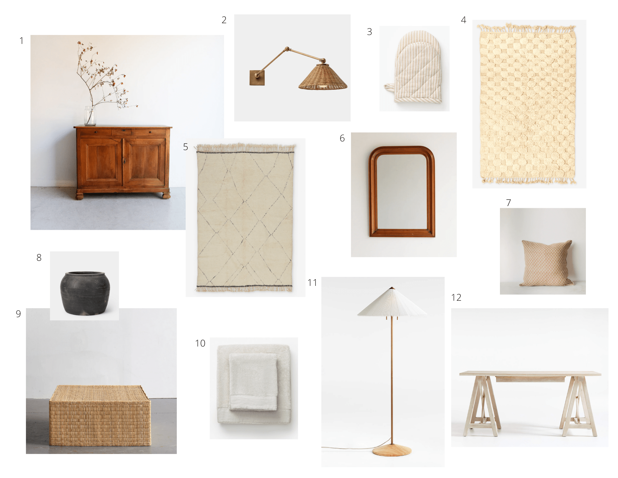 collage of housewares to inspire farmhouse design