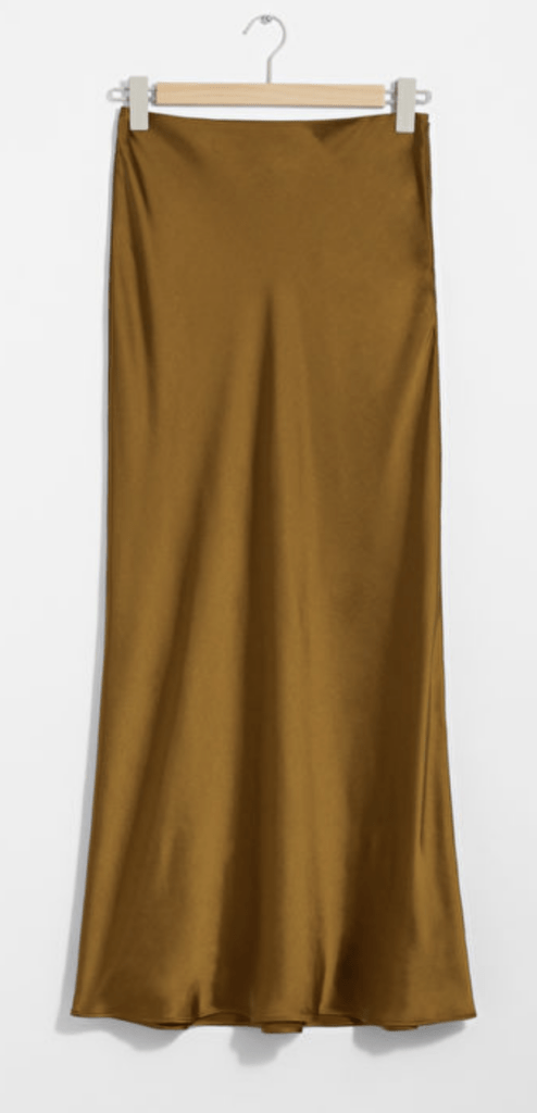 mustard yellow silk maxi skirt