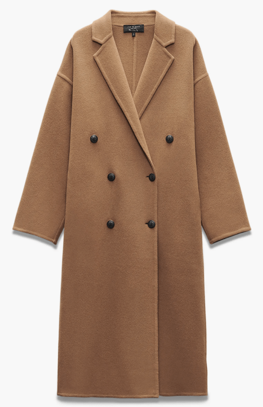 brown women's coat with 6 buttons