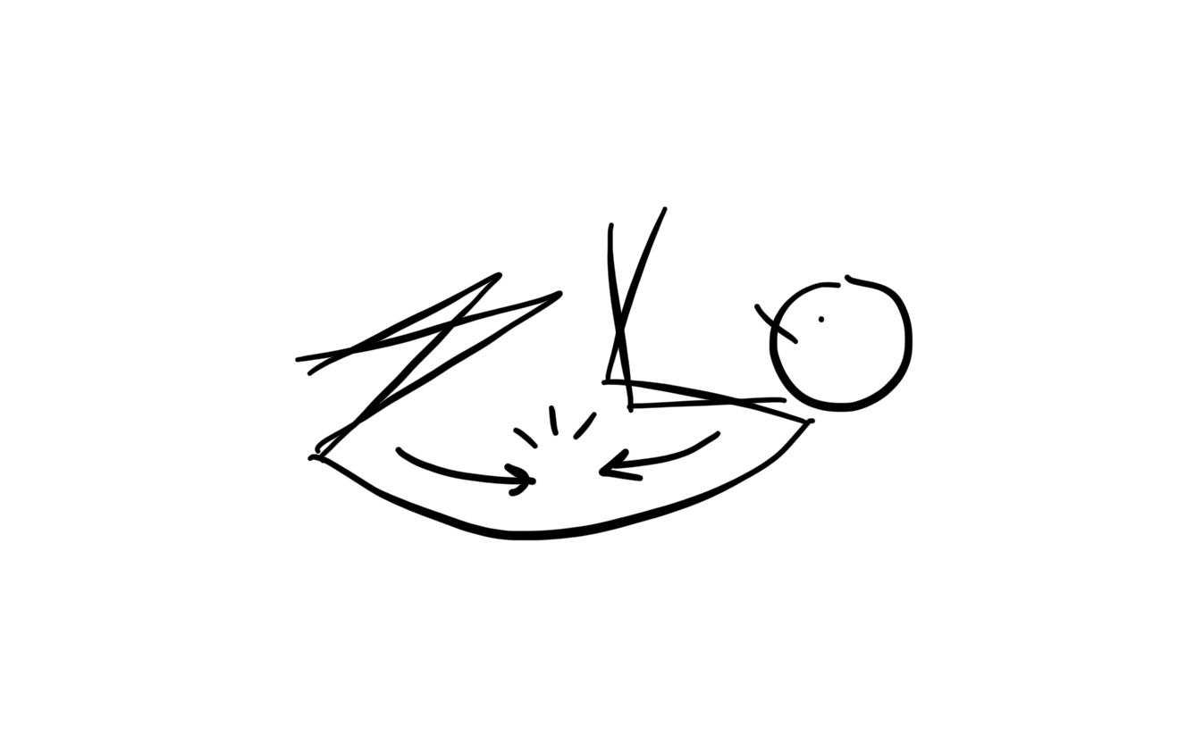 stick figure of person doing core work on their back