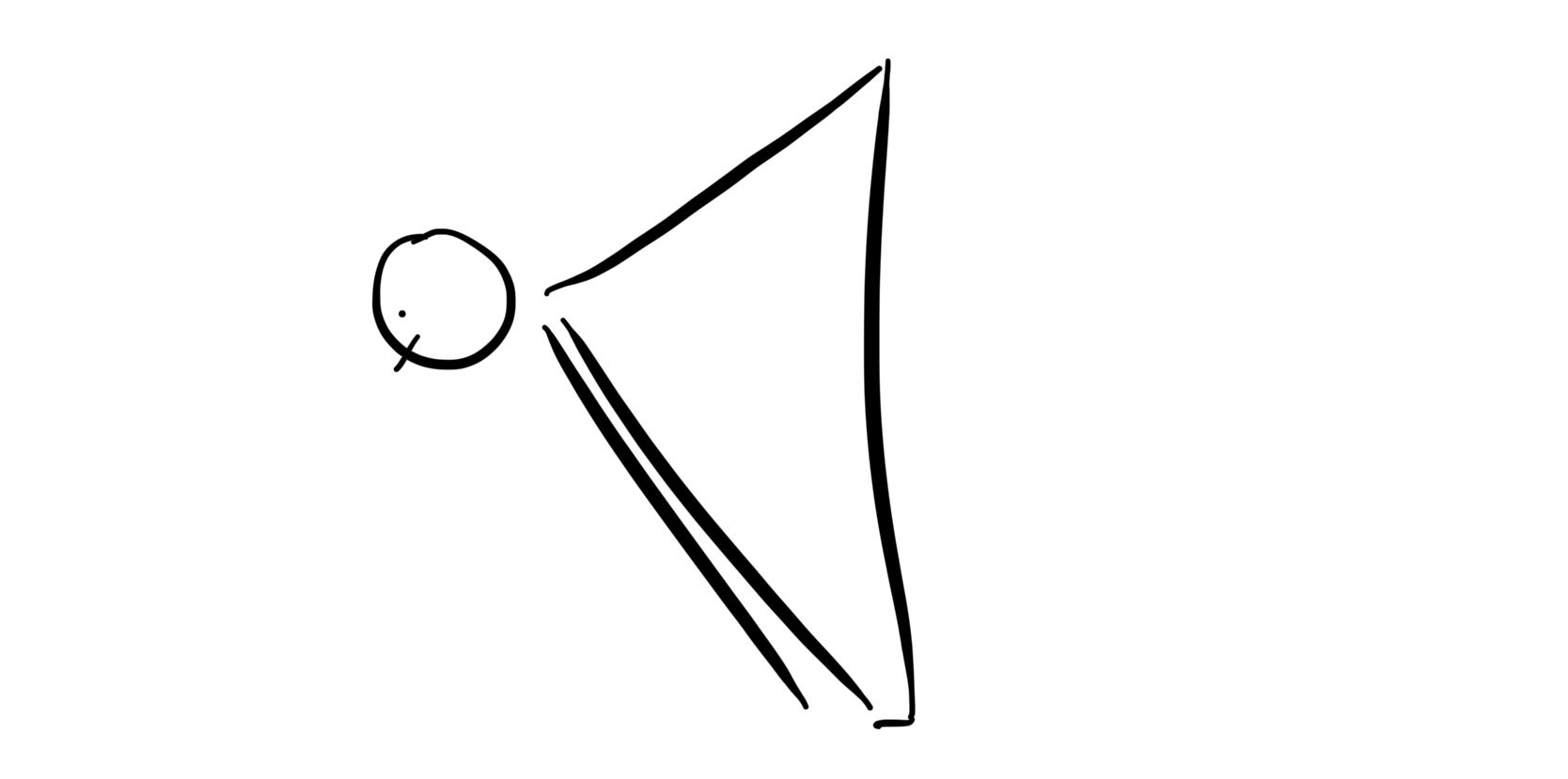 stick figure drawing of yoga pose called Ardha Uttanasana