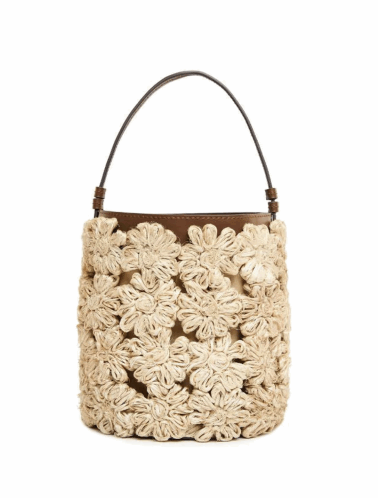 Raffia Floral Bucket Bag