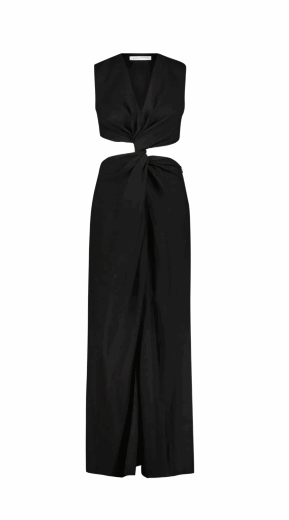 Lightweight Wool Twist Dress in Black