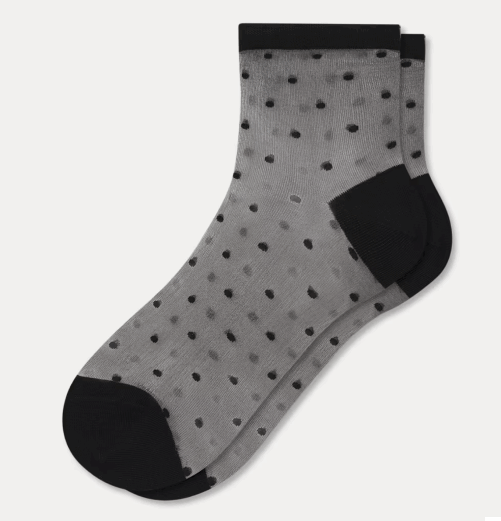 Black Sheer Polka Dot Quarter Socks
