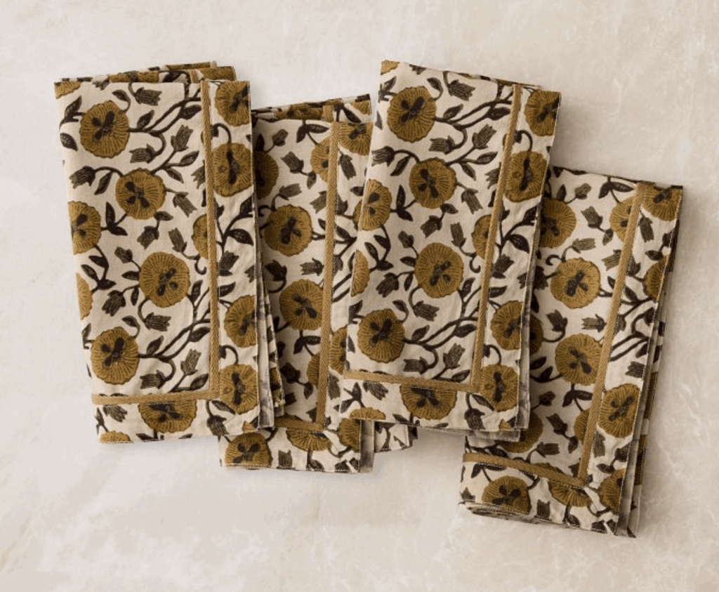 Floral Block Print Napkin Set
