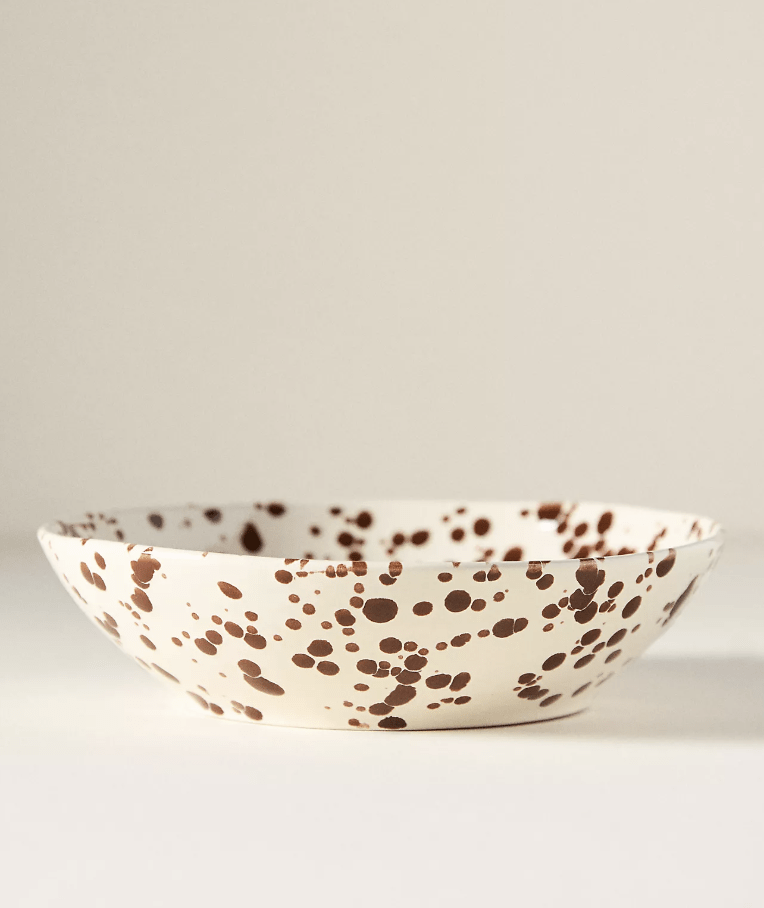 Brown Splatter Portuguese Stoneware Pasta Bowl