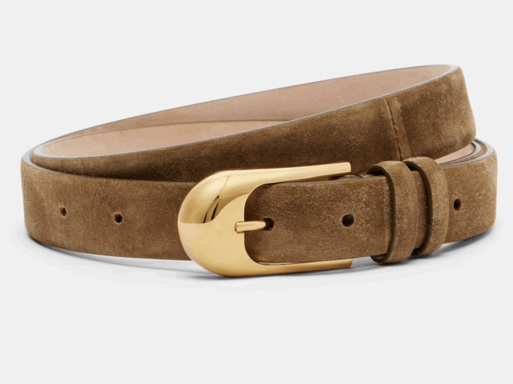 Brown Suede Belt with gold buckle