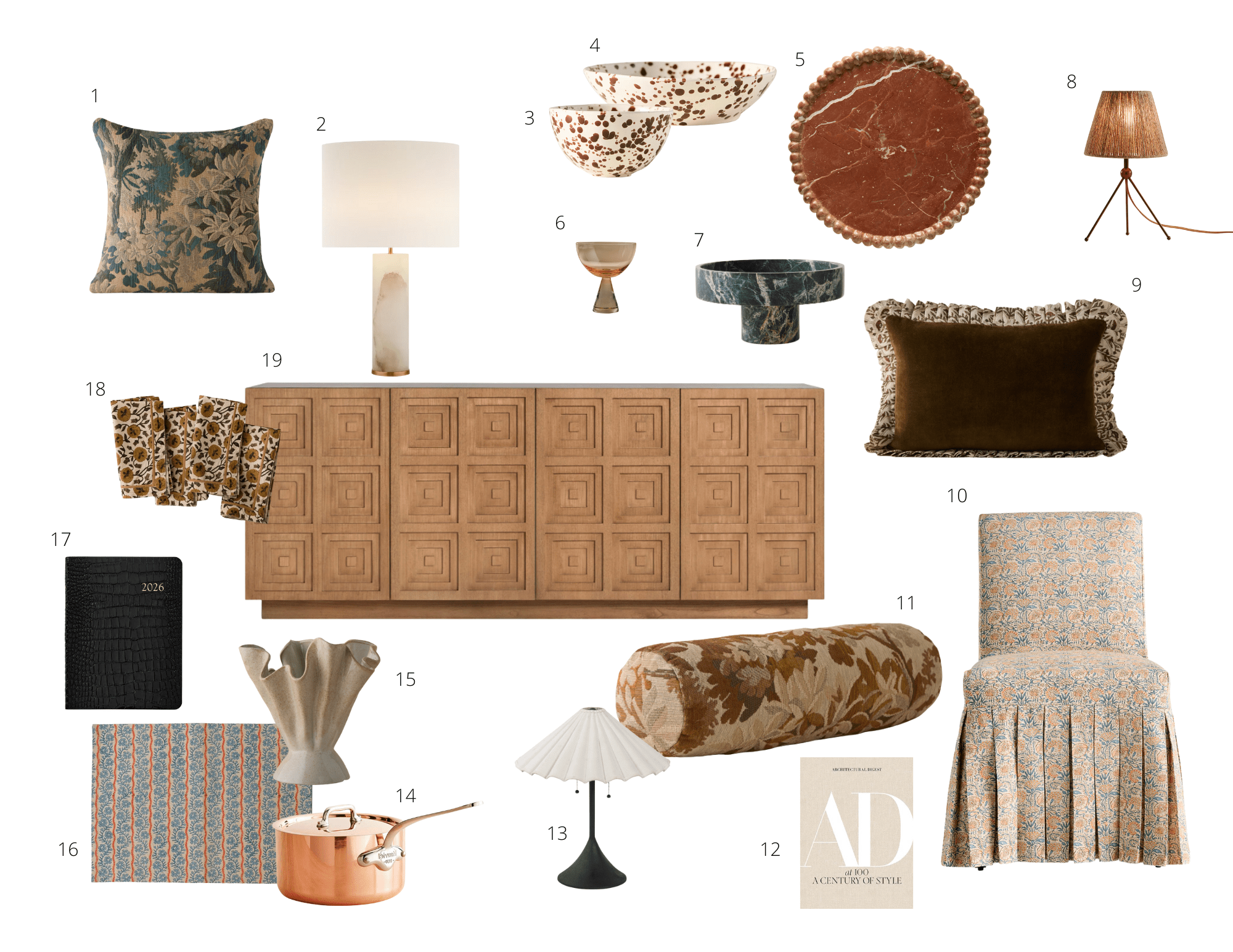 collage of interior inspiration for a fall mood board